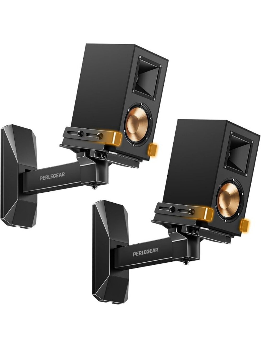 Adjustable Speaker Wall Mounts for Surround Sound, Dual Clamp Design, 55 lbs